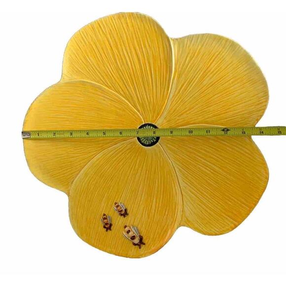 Vintage Italian Yellow Ceramic Flower Blossom Bees 3D Serving Tray - Picture 11 of 13